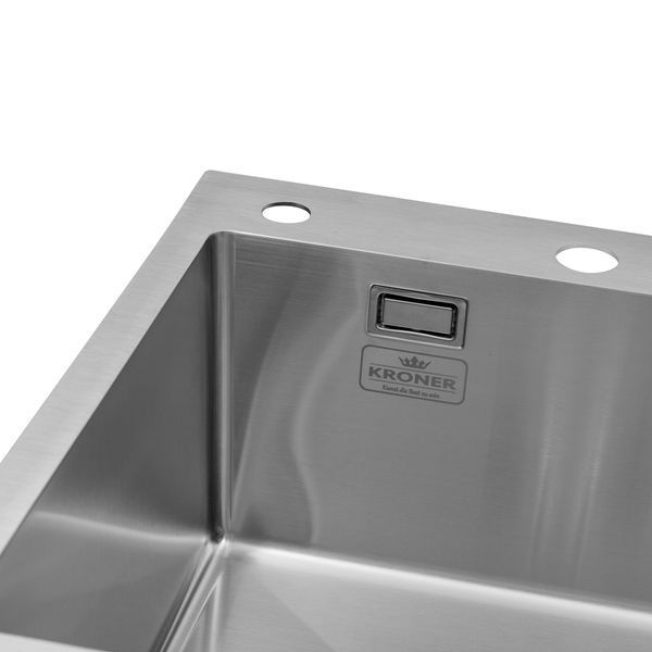 Комплект кухонна мийка Kroner Geb&uuml;rstet-7849LHM + змішувач Edelstahl Klassisch-ESG03815BLK + дозатор Spender-016 CVS30107 фото