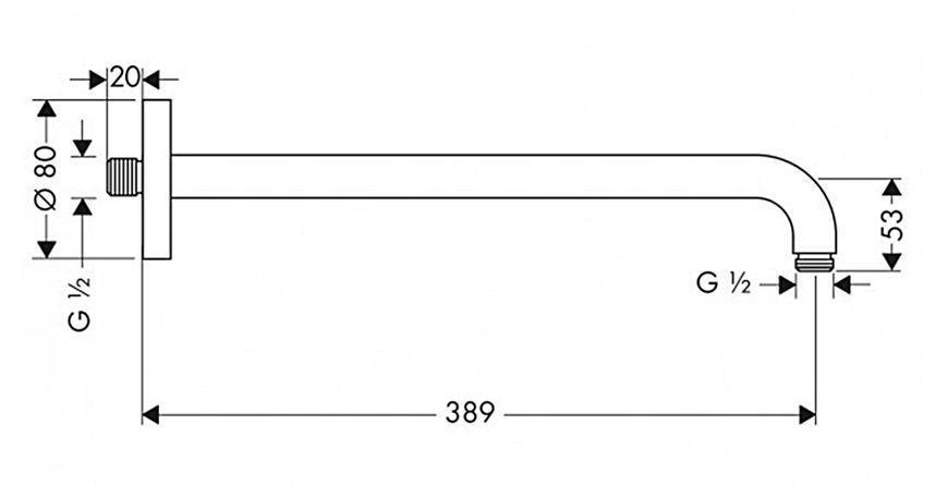 Кронштейн для верхнього душу 389 мм, Chrome (27413000) 27413000 фото