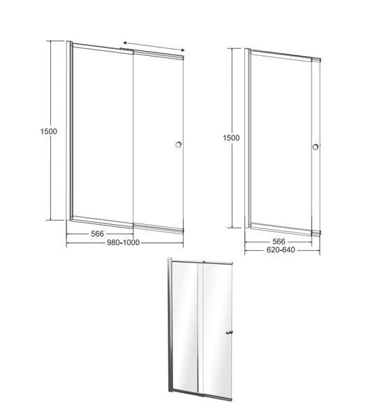 Шторка для ванни BESCO Easy Slide-2S 100x150 PES-2S фото