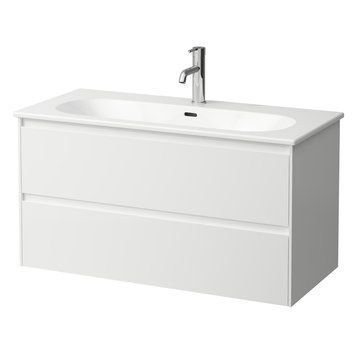 Раковина LUA 100см, з/о+шафка 2 шухляди, білий глянець H8600882611041 фото