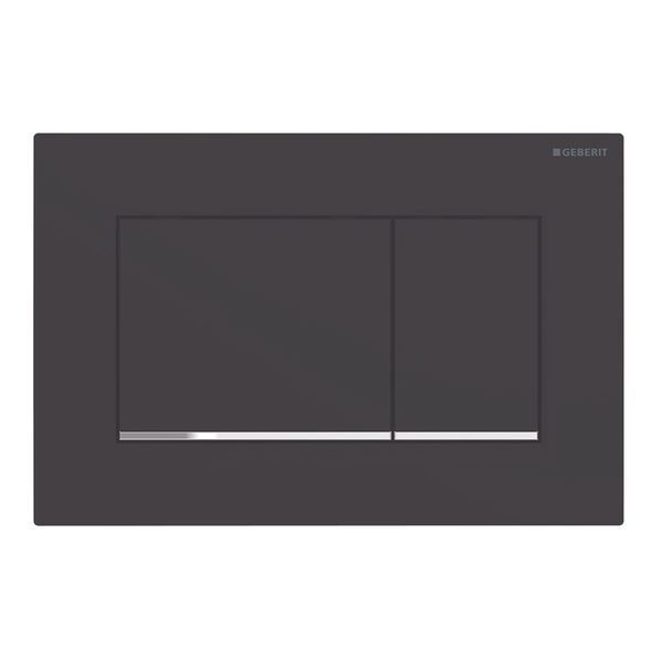 Кнопка змиву SIGMA 20 square (Ex30), подвійний змив, легкоочисна поверхня, чорний матовий / хром глянць 115.883.14.1 фото