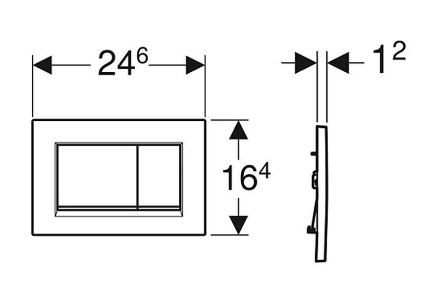 Кнопка змиву SIGMA 20 square (Ex30), подвійний змив, легкоочисна поверхня, чорний матовий / хром глянць 115.883.14.1 фото