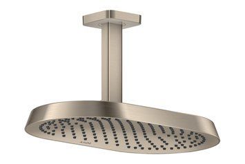 Верхній душ Axor ShowerSphere 370х220 2jet EcoSmart зі стельовим кронштейном, Brushed Nickel (39758820) 39758820 фото