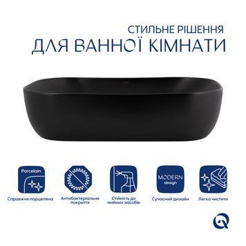 Раковина-чаша Qtap Robin 600x390x150 Matt black QT132143PMBMBN SD00052909 фото