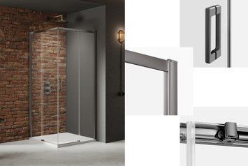 Душова кабіна квадратна PRIME 2D GUNMETAL BRUSHED 90x90x200 скло clear ACTIVE SHIELD 6мм D-0883A/D-0884A фото