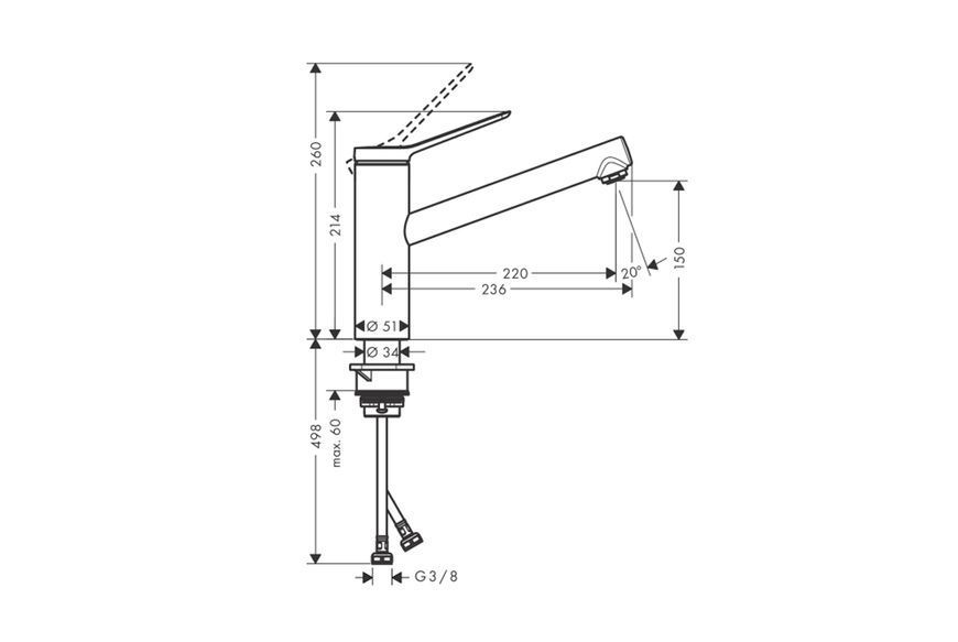 Змішувач Zesis M33 150 1jet кухонний, Stainless Steel Finish (74802800) 74802800 фото