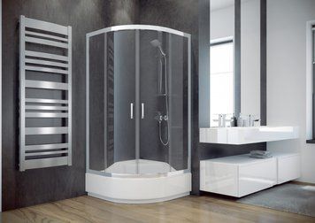 Кабіна півкругла MODERN 80x80x165 універсальна: скло grigio, профіль хромований MP-80-165-G фото