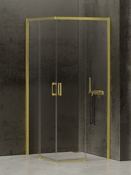 Душова кабіна квадратна PRIME LIGHT GOLD 100x100x200 скло clear ACTIVE SHIELD 6мм D-0420A/D-0421A фото