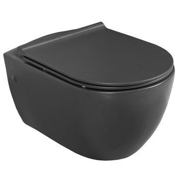 7943 CITY Унітаз підвісний безобідковий з кришкою Bella Soft-Close, чорний матовий 7943 фото