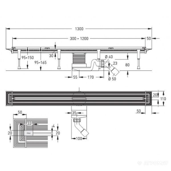 Набір Advantix VARIO (Корпус душ лотка 300-1200мм+дизайн-вставка матова) 704353 фото