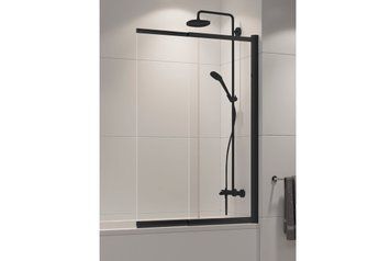 Шторка д/ванни SENSI BLACK 85х150см,розсувна,скло прозоре, проф чорн P-0045 фото