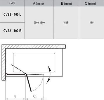 Штора для ванни CVS2-100 L Білий TRANSPARENT 7QLA0100Z1 фото