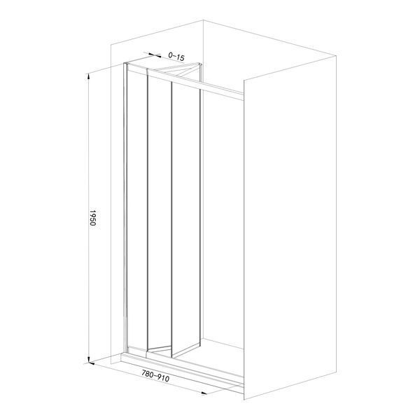 Двері в нішу 85*195см bifold, регульований (+/-5см) профіль хром, скло прозоре 599-131СС фото