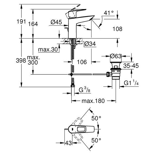 Змішувач для умивальника M-Size BauLoop New 23762001 Grohe 23762001 фото