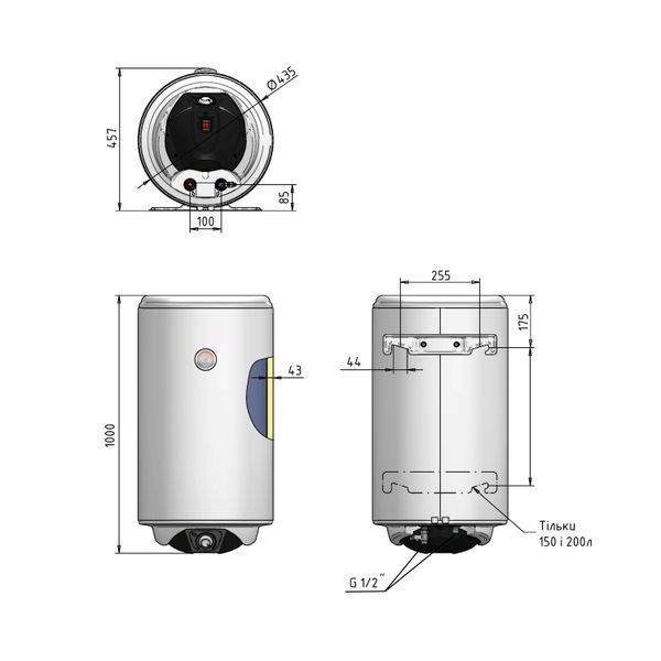 Водонагрівач електричний Thermo Alliance Spectra 100 л вертикальний, сухі ТЕНи 2,0 кВт, d 435 мм SD00056738 фото