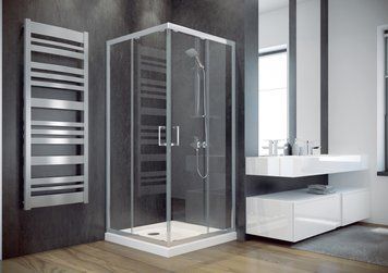 Кабіна квадратна MODERN 90x90x185 універсальна: скло grigio, профіль хромований MK-90-185-G фото