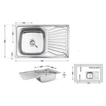 Кухонна мийка Brinex 7848 0,8 мм Micro Decor (BRIN7848MDEC08) SD00054098 фото