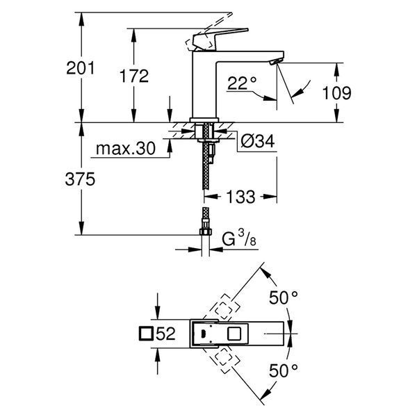 Змішувач для умивальника M-Size Eurocube (23446000), Grohe 23446000 фото