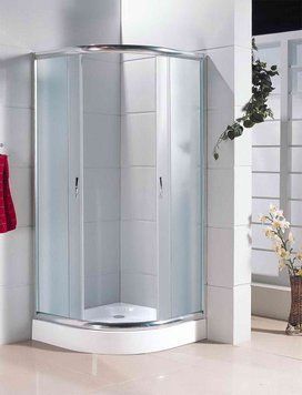 Кабіна душова півкругла 9001F-ECO з піддоном 15 см 90х90х195 скло Fabric, профіль хром 9001F-ECO фото