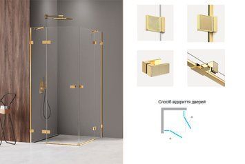 Душова кабіна квадратна AVEXA GOLD SHINE XR 2D 90x90x200 скло clear ACTIVE SHIELD 6мм EXK-6816 фото