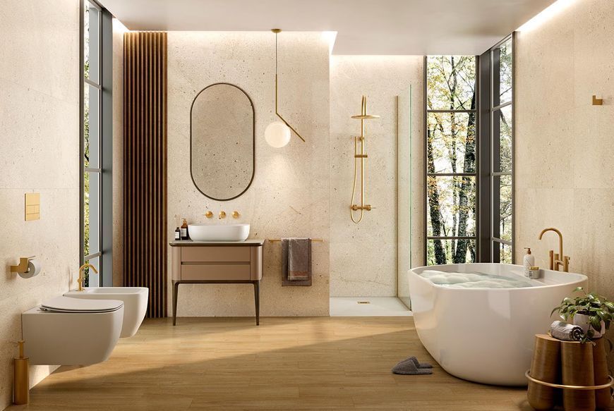 LIGNAGE, Змішувач підлоговий для ванни, brushed gold (100299404) 100299404 фото